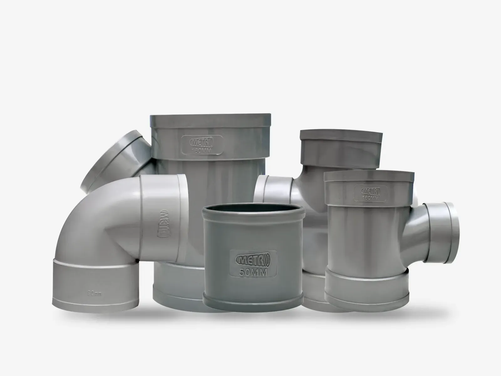 Metro uPVC fittings: Y-branch, elbow, coupler, tee and cross